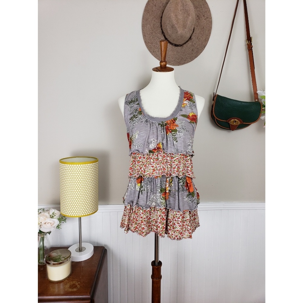 Anthropologie Ric Rac Layered Floral Blouse